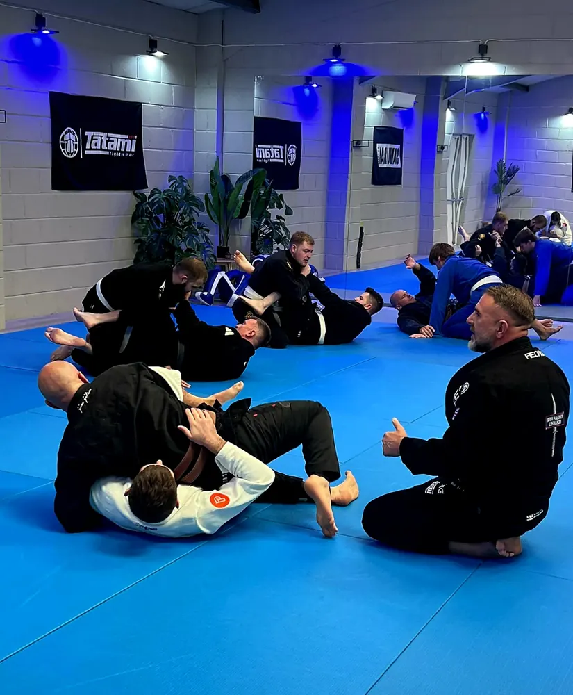 Gi session in progress on the mats at the Samurai Fitness Summer Charity Seminar, Yatton